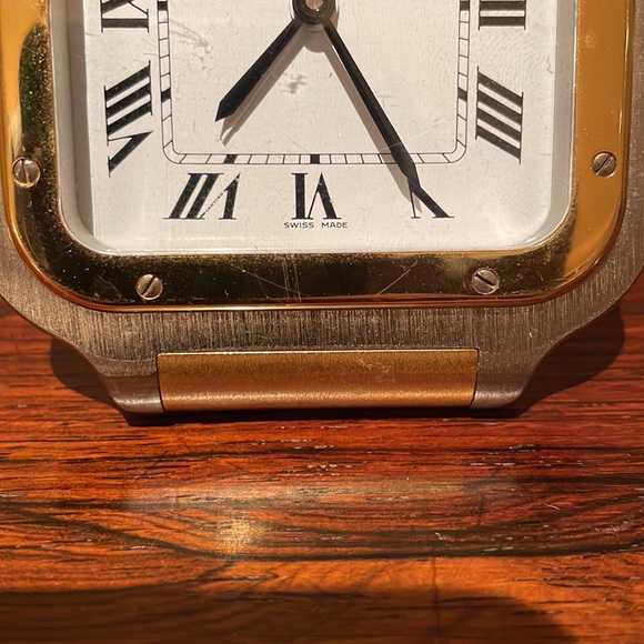 Cartier Santos Alarm Clock - Contrasting Silver/Gold Finish - Kick Stand - Picture 3 of 5